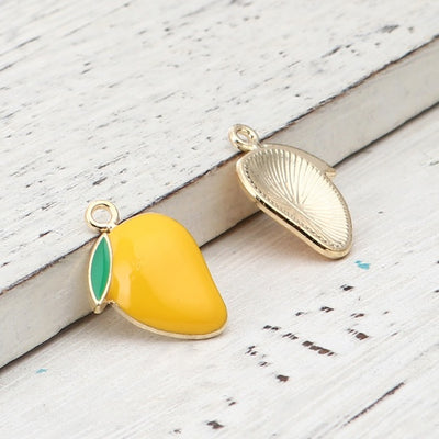 21x15mm Gold Plated Yellow Enamel Mango Charm