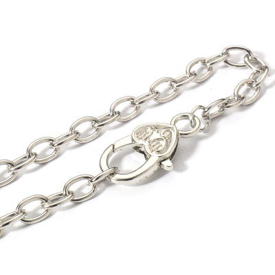 Silver Tone Chain Bracelet with Heart Design Lobster Clasp ~ 20cm