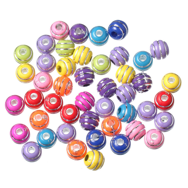 7mm Acrylic Bubblegum Beads ~ Mixed Colours ~ Pack of 30