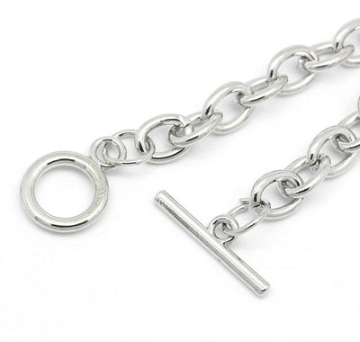 Silver Tone Charm Bracelet with Toggle Clasp ~ 20cm