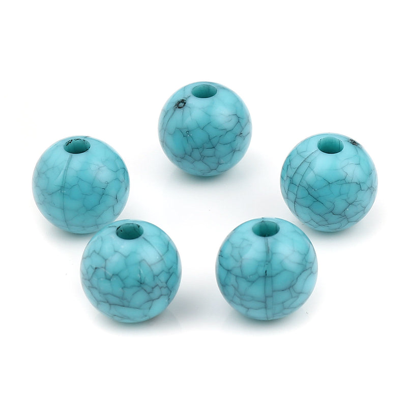 14mm Round Imitation Turquoise Acrylic Beads ~ pack of 5