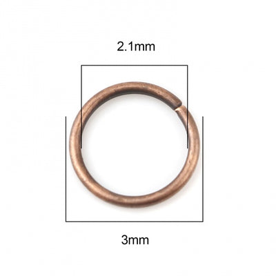 3mm Antique Copper Plated Jump Rings ~ Pack of 200