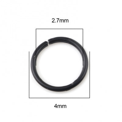 4mm Black Plated Jump Rings ~ Pack of 200
