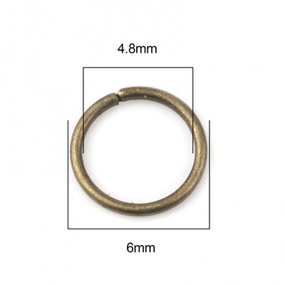 6mm Antique Bronze Plated Jump Rings ~ Pack of 200