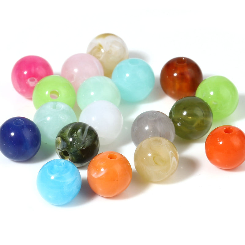 10mm Round Imitation Gemstone Acrylic Beads ~ Mixed Colours ~ pack of 20