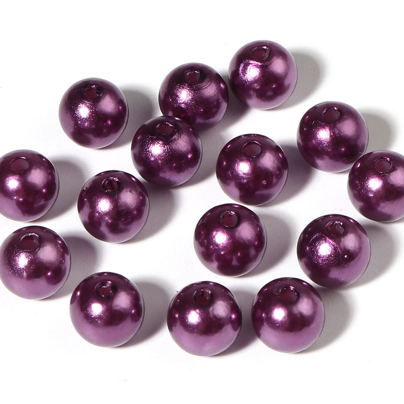 8mm Round Acrylic Pearls ~ Purple ~ Pack of 30