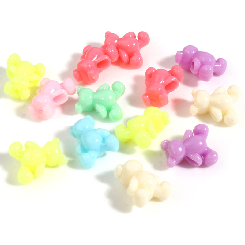 13x11mm Acrylic Teddy Bear Beads ~ Mixed Colours ~ Pack of 20