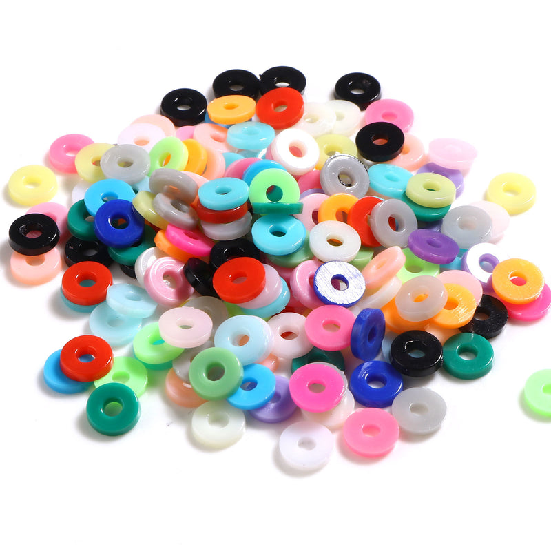 6mm Flat Round Acrylic Heishi Beads ~ Mixed Colours ~ 200 beads