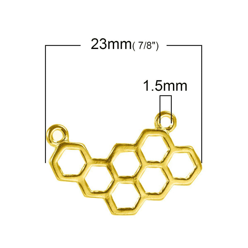 23x15mm Gold Plated Honeycomb Link / Pendant