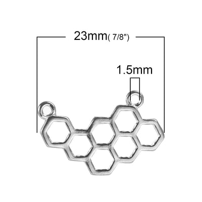 23x15mm Rhodium Plated Honeycomb Link / Pendant