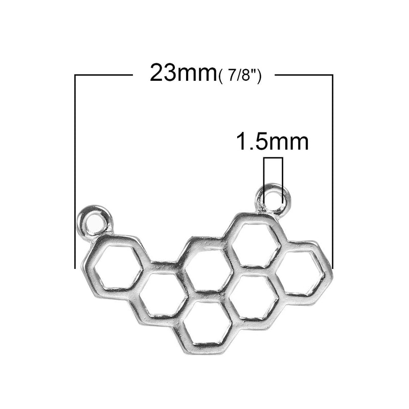 23x15mm Rhodium Plated Honeycomb Link / Pendant