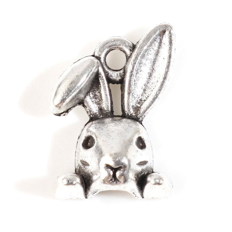 14x10mm Antique Silver Plated Rabbit Head Charm