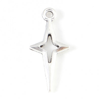 23x10mm Antique Silver Plated Star Charms / Pendants ~ Pack of 2