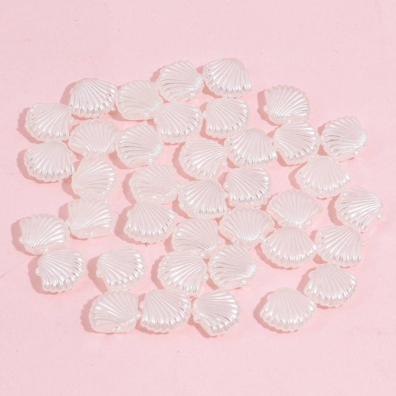 12x11mm Acrylic Pearl Shell Beads ~ White ~ Pack of 10