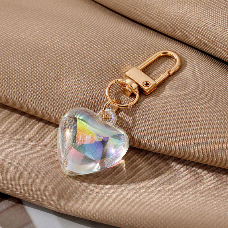 Gold Plated Keyring / Handbag Charm ~ 5cm Acrylic Heart