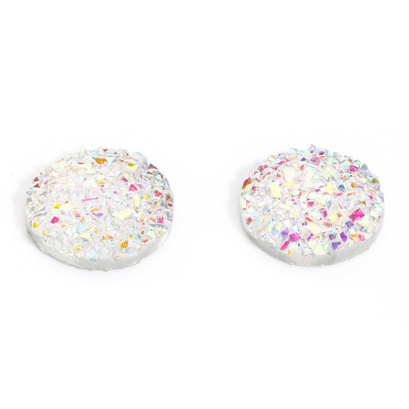 4 Resin Druzy 12mm Cabochons ~ White