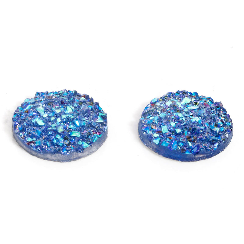 4 Resin Druzy 12mm Cabochons ~ Light Sapphire