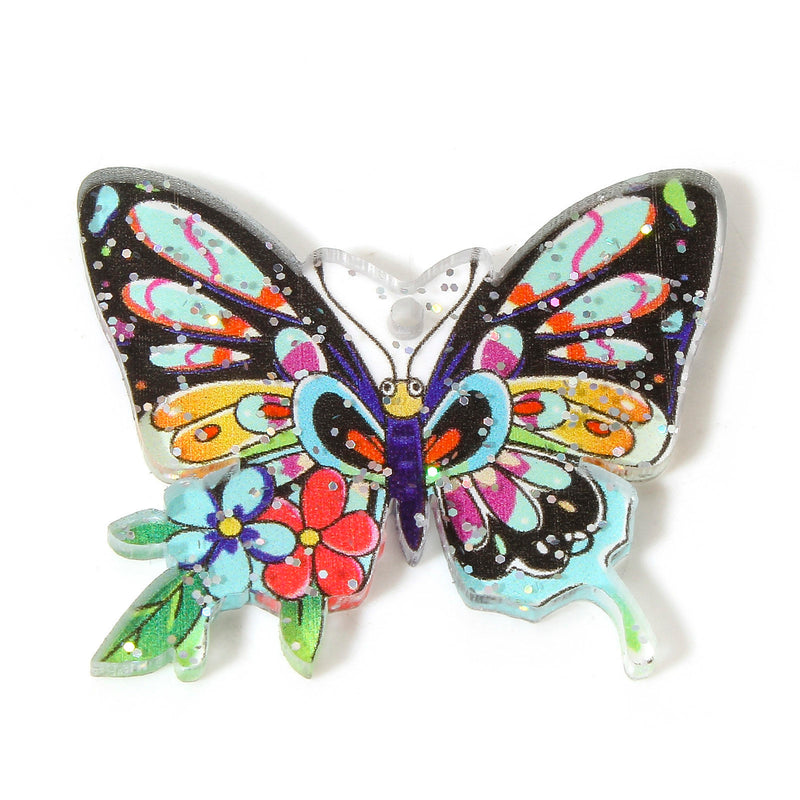 35x29mm Acrylic Butterfly Pendant ~ Multicolour