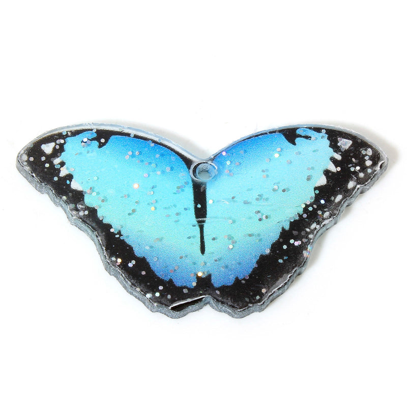 44x24mm Acrylic Butterfly Pendant ~ Blue