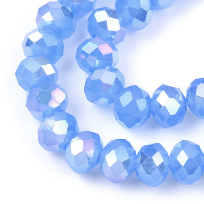 1 Strand of 6x5mm Faceted Crystal Glass Rondelle Beads ~ Lustred Jade Blue AB ~ approx. 85 beads
