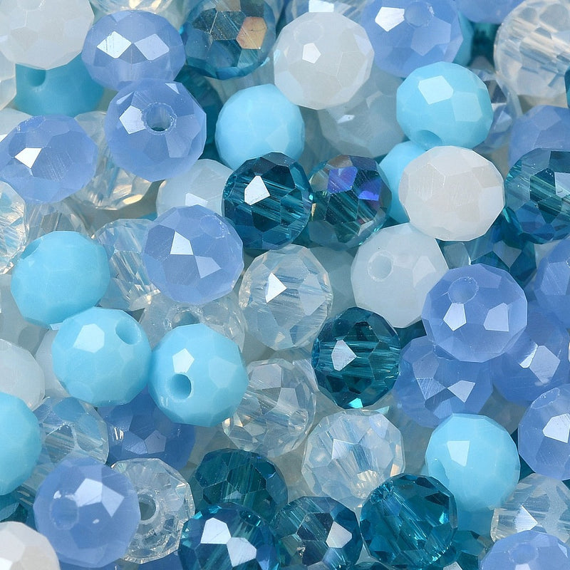 The Bead Store 6x5mm Faceted Glass Rondelles Winter Mix 100 beads