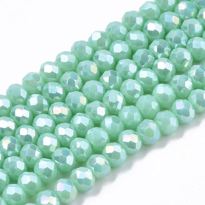 1 Strand of 6x5mm Faceted Crystal Glass Rondelle Beads ~ Opaque Lustred Turquoise ~ approx. 92 beads