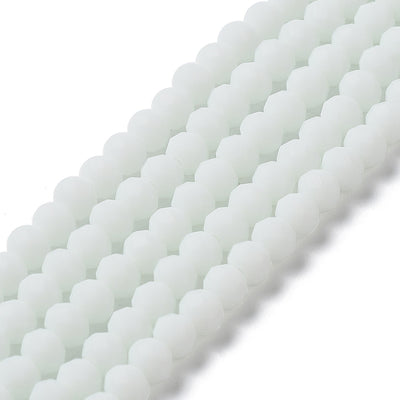 1 Strand of 6x4mm Faceted Glass Rondelle Beads ~ Frosted White ~ approx. 86 beads