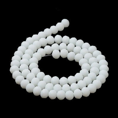 1 Strand of 6x4mm Faceted Glass Rondelle Beads ~ Frosted White ~ approx. 86 beads