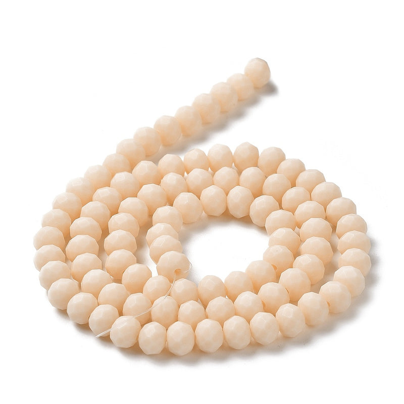 1 Strand of 6x4mm Faceted Glass Rondelle Beads ~ Frosted Peach ~ approx. 86 beads