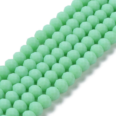 1 Strand of 6x4mm Faceted Glass Rondelle Beads ~ Frosted Turquoise ~ approx. 86 beads