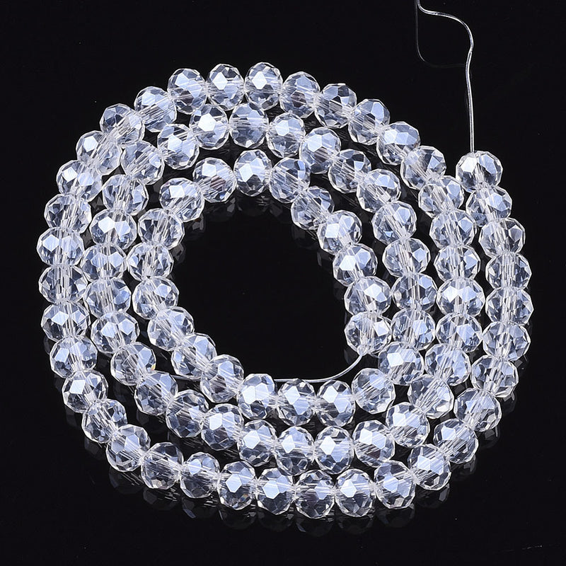 1 Strand of 3x2mm Faceted Crystal Glass Rondelle Beads ~ Lustred Crystal ~ approx. 150 beads