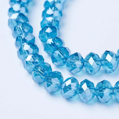 1 Strand of 3x2mm Faceted Crystal Glass Rondelle Beads ~ Lustred Sky Blue ~ approx. 150 beads