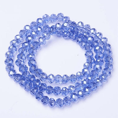1 Strand of 3x2mm Faceted Crystal Glass Rondelle Beads ~ Lustred Cornflower Blue ~ approx. 150 beads