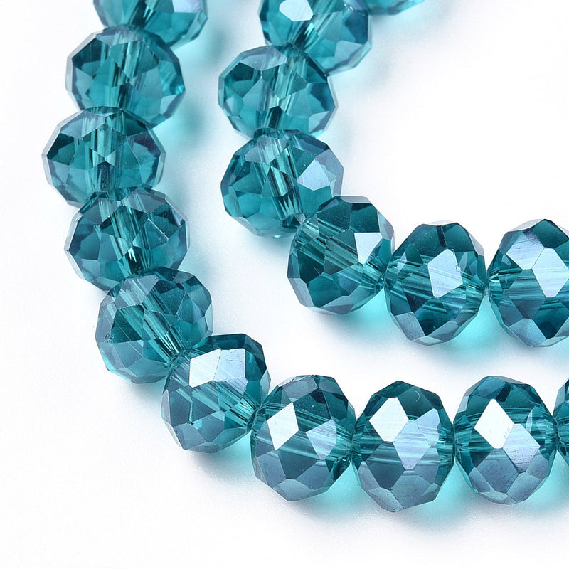 1 Strand of 4x3mm Faceted Crystal Glass Rondelle Beads ~ Lustred Steel Blue ~ approx. 123 beads