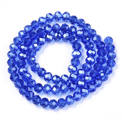 1 Strand of 6x5mm Faceted Crystal Glass Rondelle Beads ~ Lustred Blue ~ approx. 85 beads