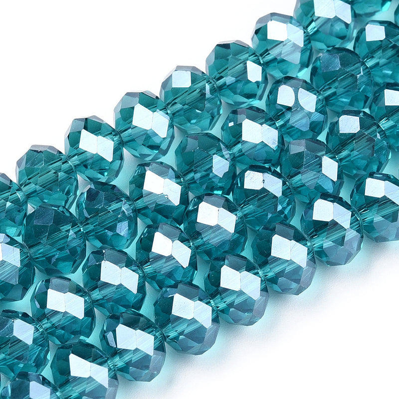 1 Strand of 6x5mm Faceted Crystal Glass Rondelle Beads ~ Lustred Steel Blue ~ approx. 85 beads