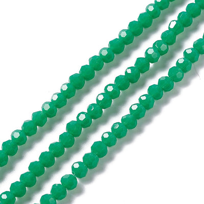 4mm Round Faceted Glass Beads ~ Opaque Green Turquoise ~ approx. 99 beads/string