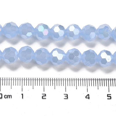 The Bead Store 8mm Round Faceted Crystal Glass Beads Blue Jade AB 66 beads