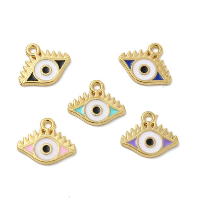 15x12mm Gold Plated Enamelled Evil Eye Charms ~ Mixed Colours ~ Pack of 4