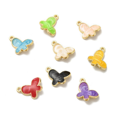 18x15mm Gold Plated Enamelled Butterfly Charms ~ Mixed Colours ~ Pack of 4