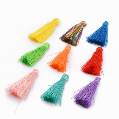10 x Handmade Polyester Tassels ~ 30-35mm Long ~ Mixed Colours