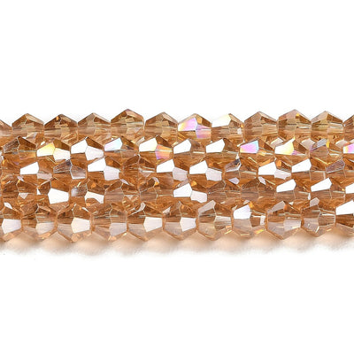 4mm Electroplated Crystal Glass Bicones ~ Gold AB ~ approx. 87 beads/string