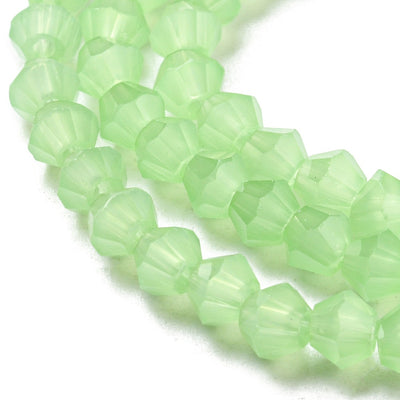 4mm Glass Bicones ~ Jade Green ~ approx. 87 beads/string