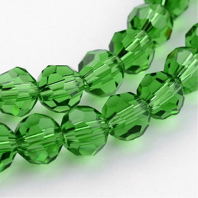8mm Round Faceted Crystal Glass Beads ~ Green ~ approx. 70 beads / strand