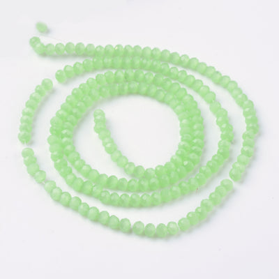 3x2mm Faceted Glass Rondelle Beads ~ Light Jade Green ~ approx. 165 beads