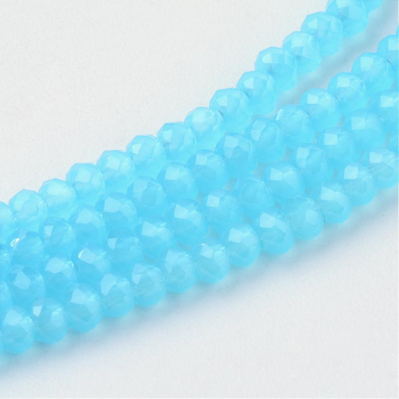 3x2mm Faceted Glass Rondelle Beads ~ Light Jade Sky Blue ~ approx. 165 beads