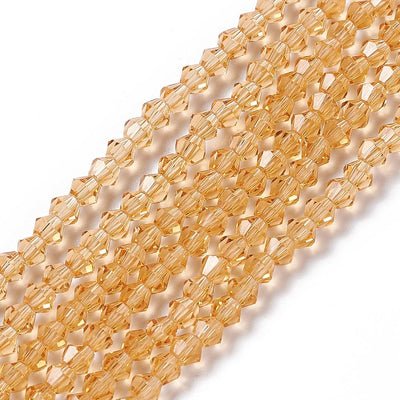 3mm Glass Bicones ~ approx. 130 Beads / String ~ Gold