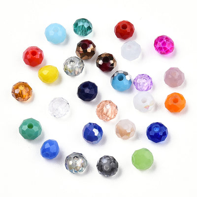 50 Grams Bag of 4x3mm Faceted Crystal Glass Rondelles ~ Mixed Colours ~ approx. 700 beads