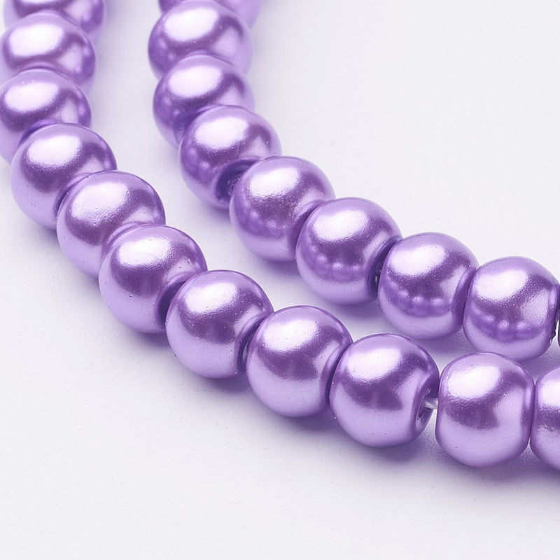 1 Strand of 6mm Glass Pearl Beads ~ Dark Orchid ~ approx. 140 beads