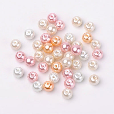8mm Glass Pearls ~ Bridal Mix ~ 40 beads